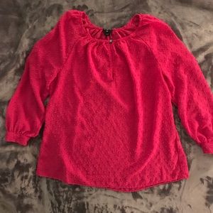 J. Crew Factory Fuchsia Pink Swiss Dot Blouse